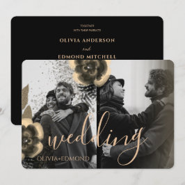 Convites Casamento de Quadros de Flores do Ouro Personaliza