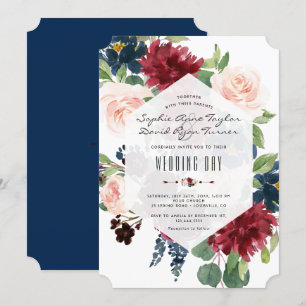 Convites Casamento de Quadros de Hexágono Floral Charm Bur