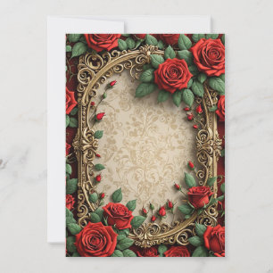 Convites Casamento de Quadros do Ornamentado Rosa vermelha