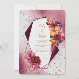 Convites Casamento de Quadros Geométricos Modernos Flóridos