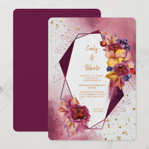 Convites Casamento de Quadros Geométricos Modernos Flóridos