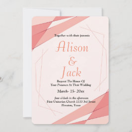 Convites Casamento de quadros geométricos rosa-rosado-esfar