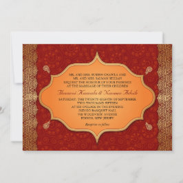 Convites Casamento de Quadros Indianos de Borda Dourada