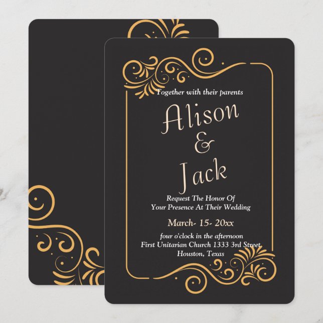 Convites Casamento de Quadros Ornamentais (Frente/Verso)