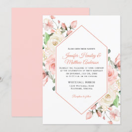 Convites Casamento de Quadros Rosa e Rosas Brancas