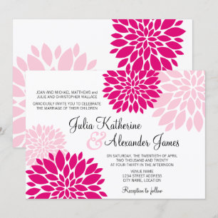 Convites Casamento de Quebra Floral Elegante de Fuchsia Ros