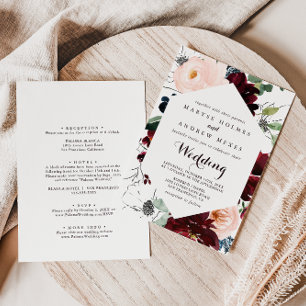 Convites Casamento de Queda Ilustrada de Cor D'Água