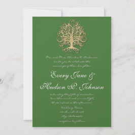 Convites Casamento de Raízes de Árvore Suave Dourada Elegan