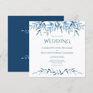 Convites Casamento de Ramificações Azuis de Molho