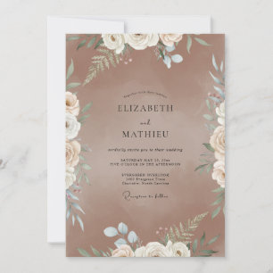 Convites Casamento de Ranúnculo Aquarela Bege Malva