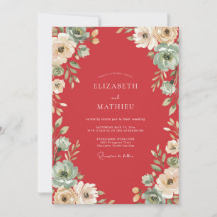 Convites Casamento de Ranúnculo Aquarela Terracota Empoeira