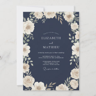 Convites Casamento de Ranúnculo de Eucalipto Marfim Suave M