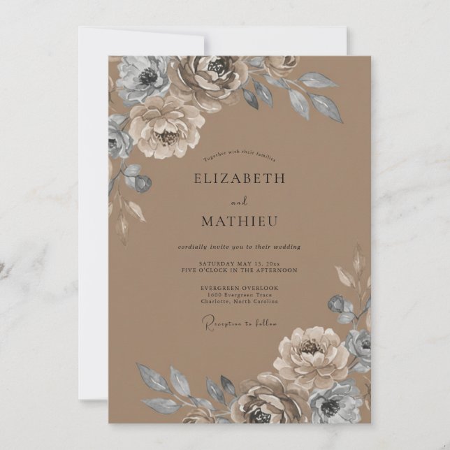 Convites Casamento de Ranúnculo de Eucalipto Prata-Toupeira (Frente)