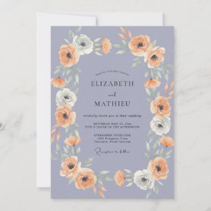Convites Casamento de Ranúnculo Eucalipto Alperce Azul-mari