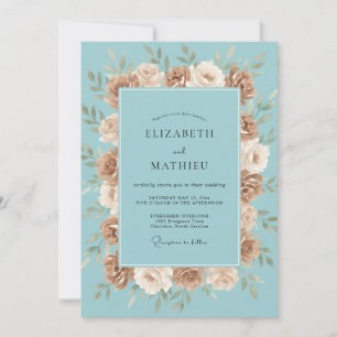 Convites Casamento de Ranúnculo Eucalipto Azul Cinzento