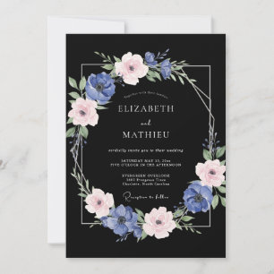 Convites Casamento de Ranúnculo Eucalipto Azul- Violeta Pre