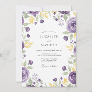 Convites Casamento de Ranúnculo Eucalipto Dourado Violeta