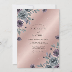 Convites Casamento de Ranúnculo Eucalipto Lilás Mauve Empoe