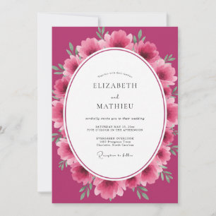 Convites Casamento de Ranúnculo Eucalipto Magenta