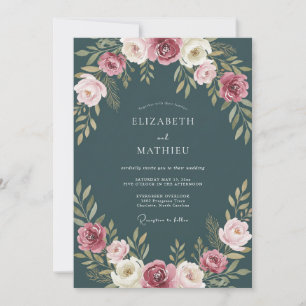 Convites Casamento de Ranúnculo Eucalipto Malva Ardósia