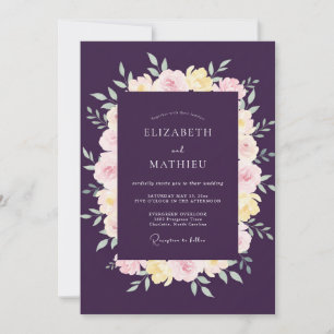 Convites Casamento de Ranúnculo Eucalipto Pastel Ameixa