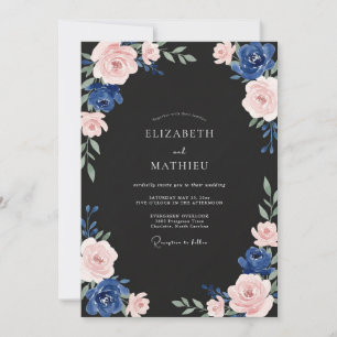 Convites Casamento de Ranúnculo Eucalipto Rosa Mauve Marinh