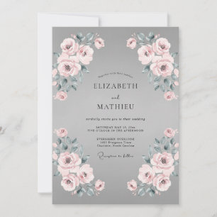 Convites Casamento de Ranúnculo Eucalipto Roxo Prateado