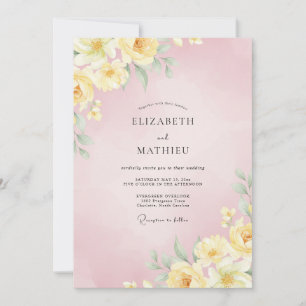 Convites Casamento de Ranunculus Amarelo Eucalipto Rosa Sua