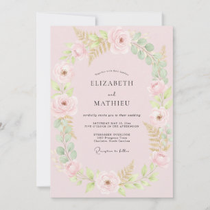 Convites Casamento de Ranunculus Champagne com Eucalipto Su