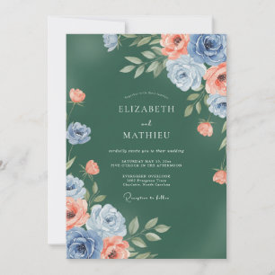 Convites Casamento de Ranunculus Corais Esmeralda Eucalipto