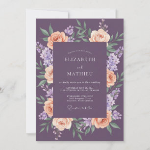 Convites Casamento de Ranunculus de Ameixa Abricó Muted Euc