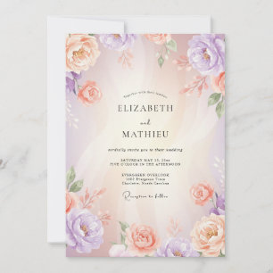 Convites Casamento de Ranunculus de Coral Lavanda Eucalipto