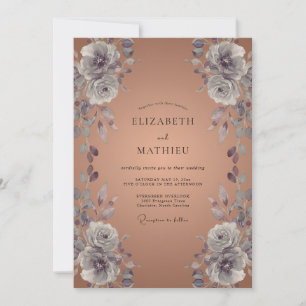 Convites Casamento de Ranunculus de Eucalipto Cobre Prata