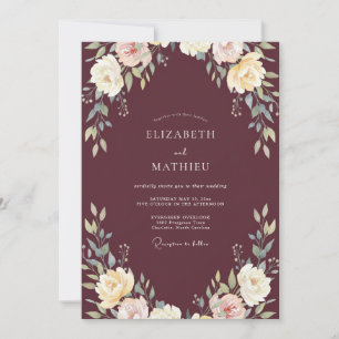 Convites Casamento de Ranunculus de Eucalipto com Creme Bor