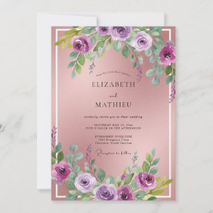 Convites Casamento de Ranunculus de Eucalipto Magenta Rosa 