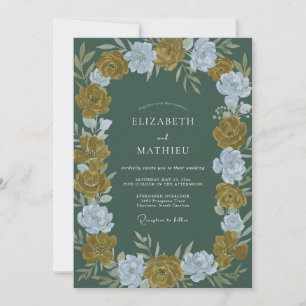Convites Casamento de Ranunculus de Eucalipto Oliva Profund