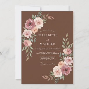 Convites Casamento de Ranunculus de Eucalipto Rosa Poeira d