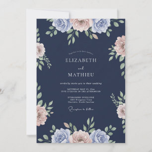 Convites Casamento de Ranunculus Eucalipto à Meia-Noite