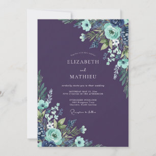 Convites Casamento de Ranunculus Eucalipto Água Ameixa