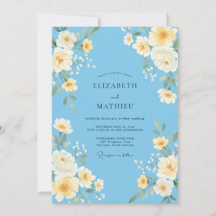 Convites Casamento de Ranunculus Eucalipto Amarelo Céu