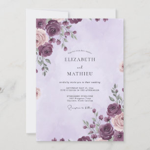 Convites Casamento de Ranunculus Eucalipto Ameixa Profunda
