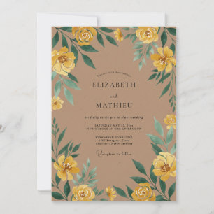 Convites Casamento de Ranunculus Eucalipto Bege Âmbar