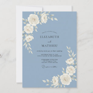 Convites Casamento de Ranunculus Eucalipto Branco Aço