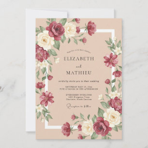 Convites Casamento de Ranunculus Eucalipto Champagne Borgon