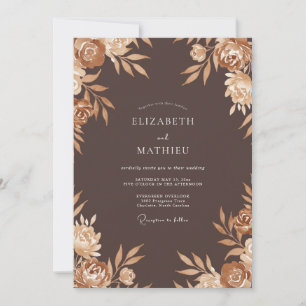 Convites Casamento de Ranunculus Eucalipto Champanhe Chocol