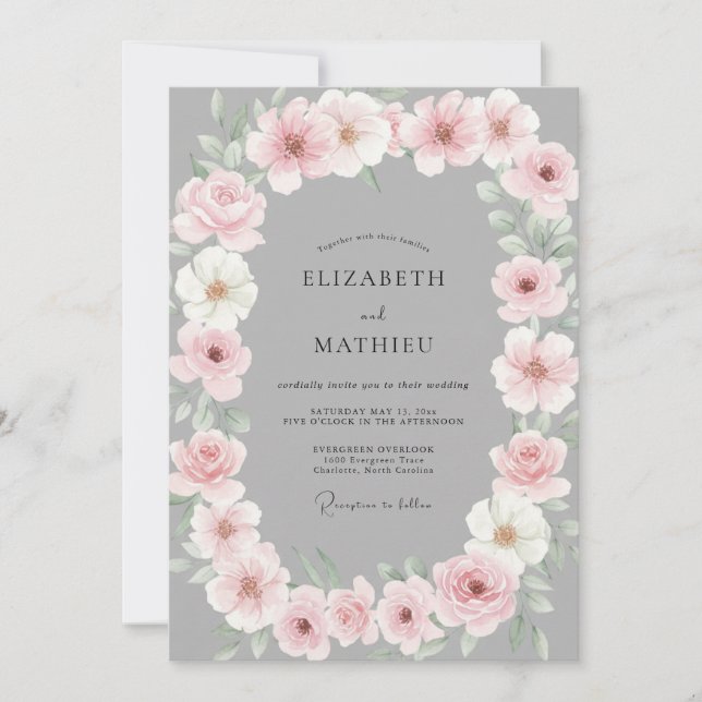 Convites Casamento de Ranunculus Eucalipto com Rosa de Ardó (Frente)