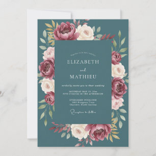 Convites Casamento de Ranunculus Eucalipto com Slate Blush