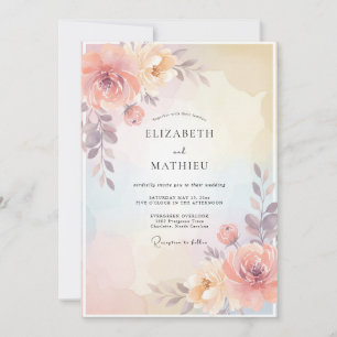Convites Casamento de Ranunculus Eucalipto Damasco Champanh