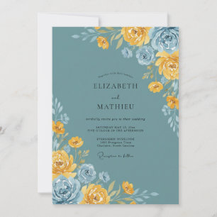 Convites Casamento de Ranunculus Eucalipto em Aço Dourado