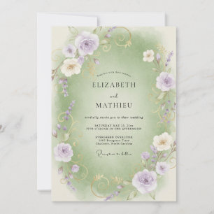 Convites Casamento de Ranunculus Eucalipto Lilás Celadão
